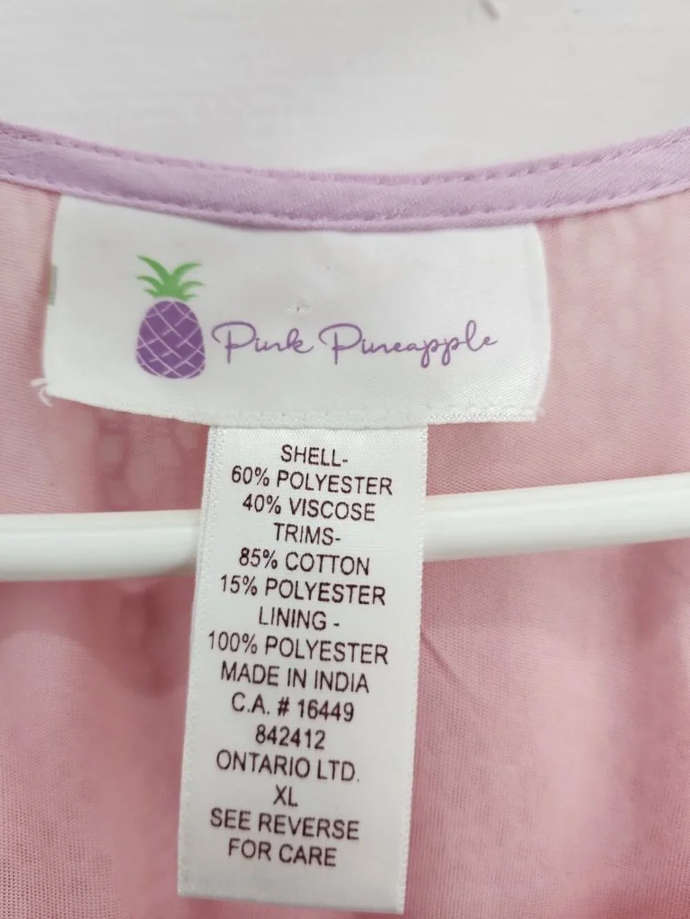 Pink Pineapple gauzy pink layered tank xl lacy hem - Picture 2 of 8